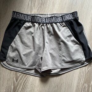Under Armour Gray and Black Athletic Shorts with Breathable Fabric